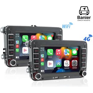 2DIN Android 12 Autoradio met CarPlay & Android Auto – GPS – Wifi – Voor Volkswagen / Seat / Skoda – Touchscreen – Plug & Play