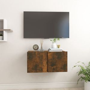 The Living Store Wandgemonteerd TV-meubel - Gerookt eiken - Bewerkt hout - 60x30x30 cm - Praktisch en stijlvol