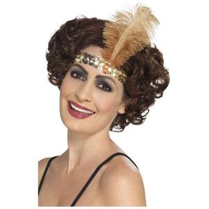 Smiffys - Flapper Kostuum Haarband - Goudkleurig