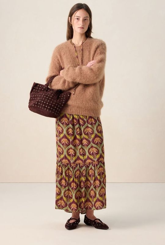 Sissy-Boy - Maxi Rok - Donkerrood - Palm Print