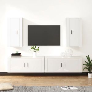 vidaXL TV-meubel set - Hoogglans wit - 2x 100 x 34.5 x 40 cm - 2x 40 x 34.5 x 80 cm - Kast