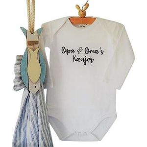 Baby Rompertje met tekst Opa en Oma's Kanjer!  | Lange mouw | zwart wit | maat 74/80 | cadeau voor de allerliefste leukste liefste opa's en oma  love hoera jullie worden Zwangerschapsaankondiging