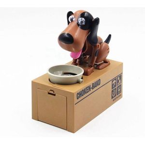 Spaarpot Hond - Sinterklaas cadeau - Kerstcadeau - Christmas - Kerst - Muntjes eten - Wit en Bruin Spaarpot - Hondje