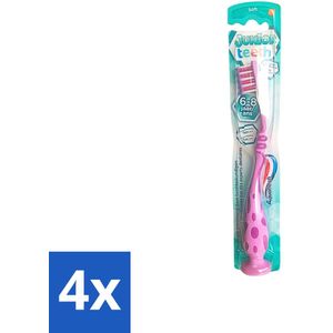 Aquafresh - Junior Teeth Tandenborstel - 6-8 Jaar - Cool Ontwerp - 1 Stuk - Voordeelverpakking - 4 stuks