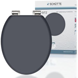 WC-bril met softclosemechanisme van hout - Antraciet - Toiletdeksel met automatisch sluiting - 45L x 37B cm - van stevig MDF-hout is duurzaam en universele standaardafmetingen - eenvoudige montage