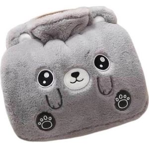 Daity Warmwaterkruik met grijs beerpatroon, knuffelige warmtezak, wintervoet, handrug, reizen, kamperen, thuis, school, kantoor warmtezak