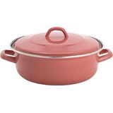 Lite-Body - Magnus Braadpan 28cm/3l met deksel - Emaille - Oud roze - Inductie