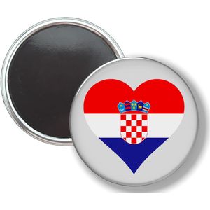 Button Met Magneet - Hart Vlag Kroatië - NIET VOOR KLEDING