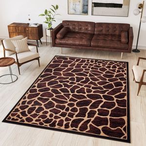 Tapiso Atlas PP Vloerkleed Bruin Modern Luipaard Woonkamer Tapijt Maat- 300x400