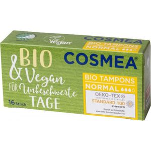Cosmea® | 3 x 16 Vegan tampons Normaal | Biologisch | gemaakt uit 99,7% duurzame grondstoffen