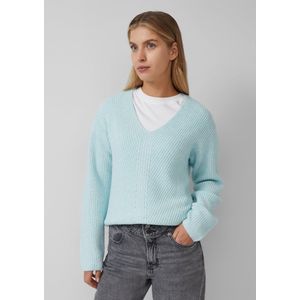 s.Oliver - Gebreide Trui - Icy Aqua - Met Structuurmotief