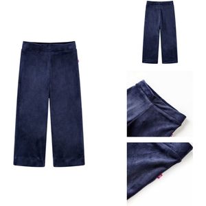 vidaXL Kinderbroek - Kinderbroeken - Broek - Ribfluwelen Broek Met Wijde Pijpen - Kinderbroek fluweel 128 donkerblauw