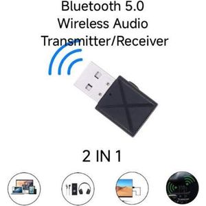 Ferfito 2 IN 1 Mini Bluetooth 5.0 Audio Receiver Transmitter - Draadloos Audio Zender & Ontvanger- Bereik tot 10 Meter - zwart