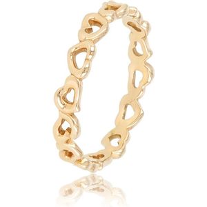 *My Bendel - Hartjes ring rosegoudkleurig - 3 -5 mm - rosegoudkleurige ring met open hartjes patroon - Met luxe cadeauverpakking