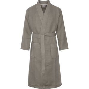 Wafel badjas voor sauna taupe M - sauna badjas unisex - biologisch katoen - wafel badjas taupe