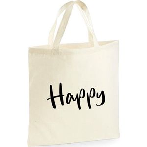 Happy shopper | 10 Liter | Handtas | Strandtas | Tas | Cadeau | Gift | Print | Bedrukking | 40 x 40 CM
