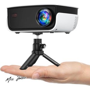 Mrs. Jones Mini-beamer 7500 liter draagbare thuisbioscoop ondersteunt 1080p Full HD - videobeamer smartphone tv-stick PS5 PC laptop .