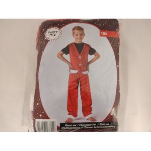 Kerst Set - Broek + Gilet - 2 Delig - Rood / Wit - Maat 104