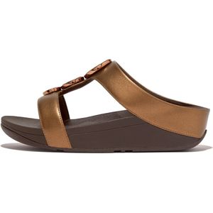 FitFlop Halo Bead-Circle Metallic H-Bar Slides BRUIN - Maat 39