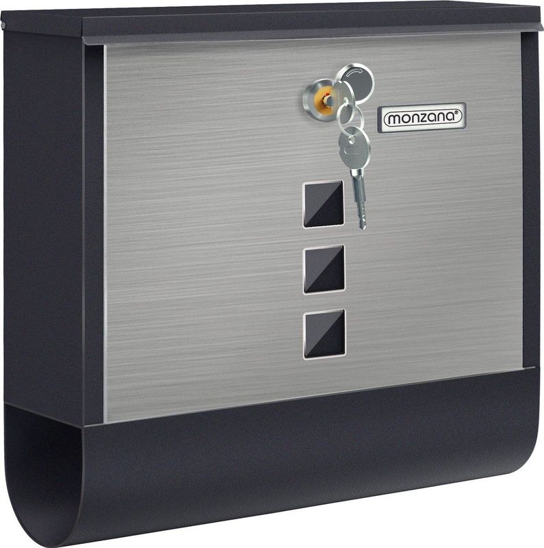 Monzana Brievenbus – RVS met Krantenvak & Kijkvenster - Zwart Zilver