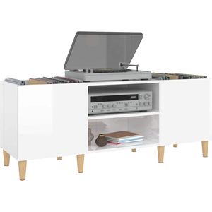 Platenspeler Meubel - LP-kast - Platenspelerkast - Draaitafelstandaard - Platenspelerstandaard - Vintage Displayplank - Hoogglans Wit