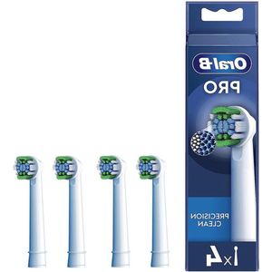 Pro Precision Clean Elektrische tandenborstelkop met X-vormige en schuine borstelharen voor diepere tandplakverwijdering - 4 stuks tandenborstelkoppen in het wit