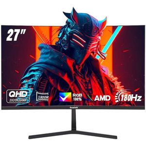 27 Inch Gaming Monitor – Curved Scherm – PC Beeldscherm – Computer Monitor – Monitor 180Hz – Full HD 1080p – FreeSync – Oogbescherming