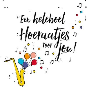 Wenskaart een heleboel hoeraatjes voor jou - 14 x 14 cm - 1 stuk - met envelop