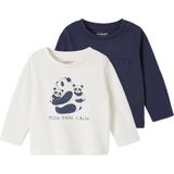 Vertbaudet - Set van 2 T-shirts Basics - Lange Mouwen - Katoen