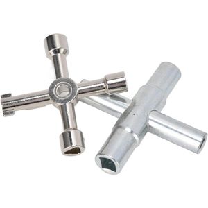 Allecto Plus - 2 Pack Sillcock-sleutel van Verguld Staal voor Multifunctioneel Gebruik met 4-weg Design - Handige Hulpprogramma Sleutels voor Thuisgebruik