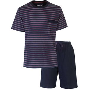 MEQ Heren Shortama - Pyjama Set - V Hals - Donker Blauw - Maat M