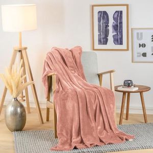 Knuffeldeken, fleece deken, deken, bank, bovendeken, deken, sprei en woondeken, knuffeldeken, 150 x 200 cm, Dusty Pink - roze