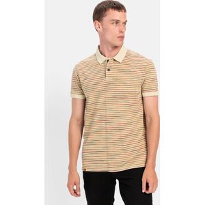 camel active Jersey poloshirt met multikleurige strepen - Maat menswear-XL - Beige