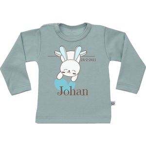 Baby T Shirt - Gepersonaliseerd - Cadeau - Naam Geboortedatum - Pastel Groen - 74