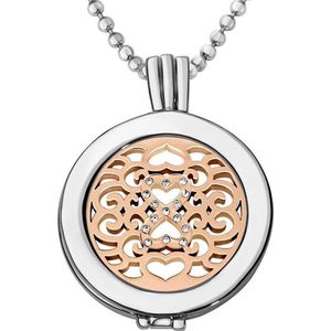 Quiges - Munthouder met Ketting en Munt 25mm Infinity Zirkonia - Zilverkleurig - EPRHZ025