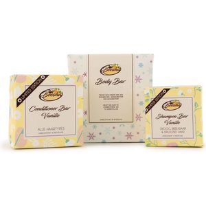 Beesha Giftbox Vanille | Bevat een Shampoo, Conditioner, en Body Bar | 100% Plasticvrije en Natuurlijke Verzorging