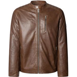 Pepe Jeans Joey Leren Jas Bruin L Man