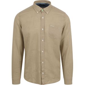 NZA Overhemd Okarito Linnen Beige - Maat L - Heren - Hemden casual