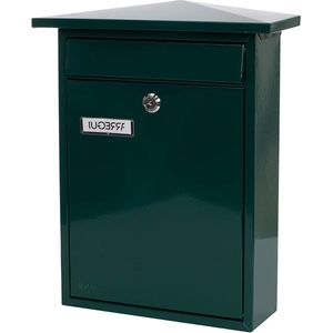 Verzinkt Staal Brievenbus Formaat M - DIN A4 Post - Wandbrievenbus Buiten Naamplaatje Valklep Beschermkap - Groen