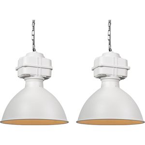 QAZQA sicko - Industriele Hanglamp - 2 lichts - H 1500 mm - Wit - Industrieel - Woonkamer | Slaapkamer | Keuken