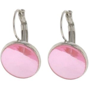Behave Oorbellen - oorhangers - met roze steen - 2.5 cm