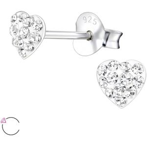 Joy|S - Zilveren hartje oorbellen 5 mm - Swarovski kristal