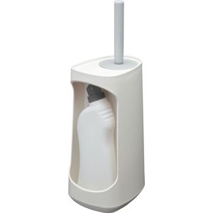 Tiger Tess - Toiletborstelhouder met opbergfunctie vrijstaand en Swoop® borstel flexibel - Wit / Lichtgrijs