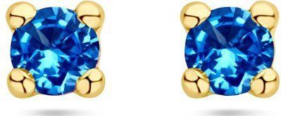 Gouden oorknoppen synth. aquamarijn - PSN4028943