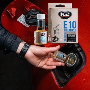 k2 e10 neutraliser benzine additief 50 ml - compensatie additief stabilisatie brandstof - oude brandstof verbetering - verhoging octaangehalte - aan alle brandstoffen mengsmering