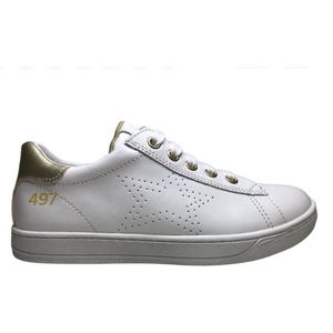 Naturino Mt 29 Veter/rits effen lederen sneakers Drop wit goud