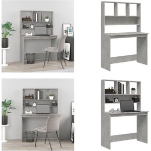 vidaXL Bureau met schappen 102x45x148 cm bewerkt hout betongrijs - Bureau - Bureaus - Computerbureau - Computertafel