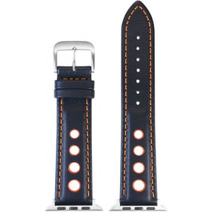 EULIT horlogeband geschikt voor Apple Watch 38/40/41 maat - Serie 1/2/3/4/5/6/7/8/9/10 + SE - racing smart - 20 mm - zwart oranje - metalen zwart gesp - incl. adapter