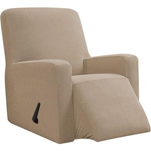 Hoes fauteuil jacquard, Fauteuilhoezen, stretchhoes voor relaxfauteuil compleet, Elastische hoes voor tv fauteuil (Zand)