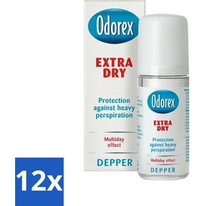 12 x Odorex Extra Dry Depper 50 ml - Overmatig Zweten - Transpiratie - Deodorant - Langdurige Bescherming - Droge Oksels